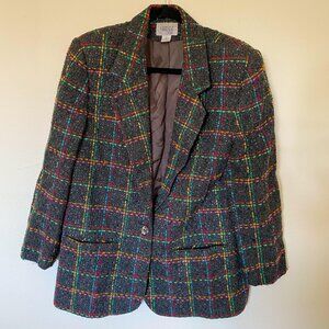 VTG Fundamental Things Gray and Multicolor Tweed Blazer